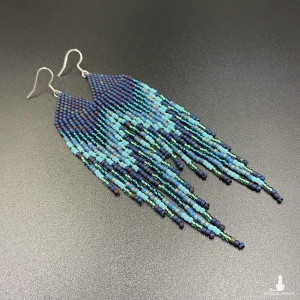 DŁUGIE KOLCZYKI KORALIKOWE ETNO - morskie #818