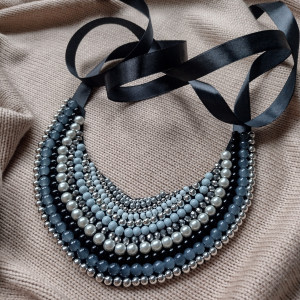 Srebrno czarny naszyjnik Witheart