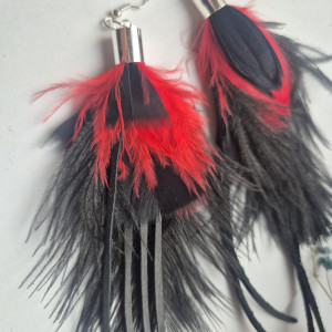 Kolczyki czerwono czarne duże