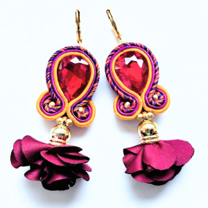 kolczyki sutaszowe Red Hot Flowers