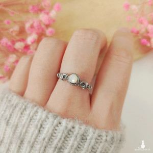 Pierścionek Masa Perłowa regulowany stal chirurgiczna handmade
