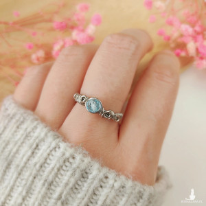 Pierścionek Topaz regulowany stal chirurgiczna handmade