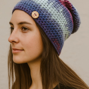 Kolorowa czapka całoroczna przejściowa cienka bawełna S/M unisex