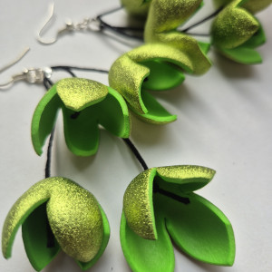 Kolczyki zielone kwiaty
