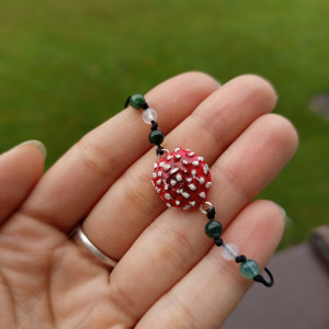 bransoletka z muchomorkiem i agatem mszystym. idealna na prezent, magic, fantasy, goblincore, fairycore