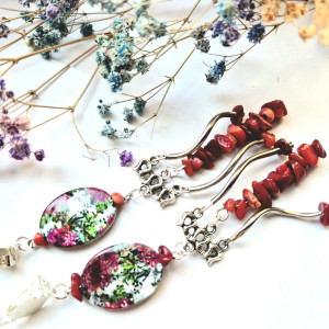 Klipsy koraliki elementy naturalne koral.sieczka