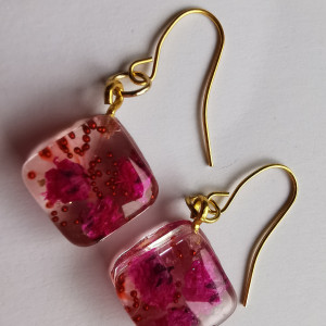 Kolczyki wiszące ozdobne gipsówka