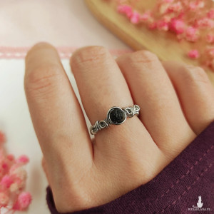 Pierścionek Lawa Wulkaniczna regulowany stal chirurgiczna handmade