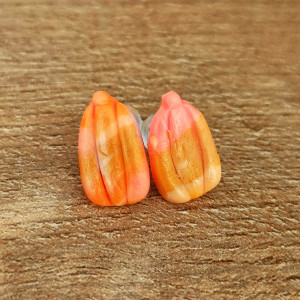 Jesienne kolczyki sztyfty handmade – dynie perłowe