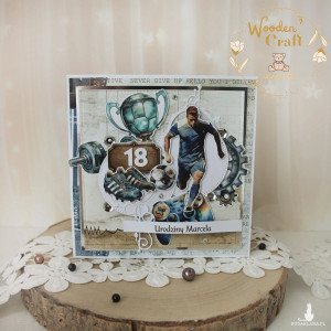 Męska kartka dla fana piłki nożnej, dla piłkarza 18 urodziny GOTOWA