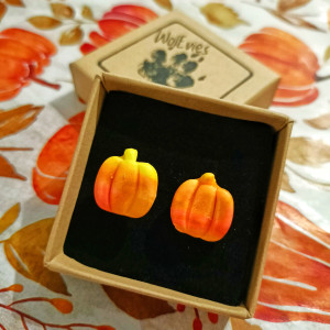 Jesienne kolczyki handmade – dynie z glinki polimerowej