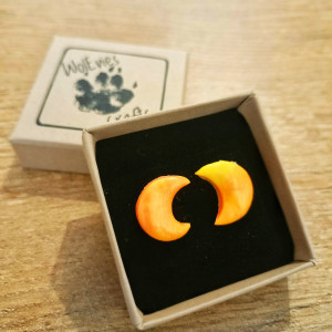 Jesienne kolczyki handmade – księżyce z glinki polimerowej