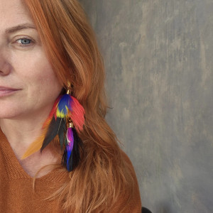 Kolczyki kolorowe pióra boho