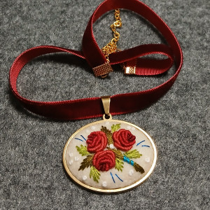 Ręcznie haftowany choker * stal szlachetna