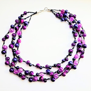 Wrzosowy naszyjnik z koralików