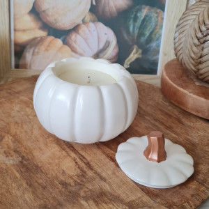 świeczka dynia biała gips polimerowy jesień