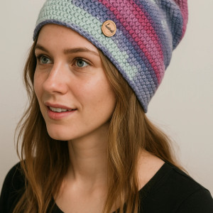 Kolorowa czapka całoroczna przejściowa cienka all season uniwersalna M/L