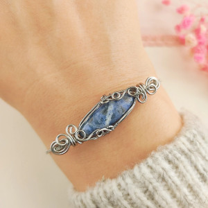 Bransoletka Sodalit stal chirurgiczna wirewrapping handmade