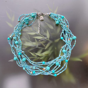 Naszyjnik Z Koralików w Kolorze Turkusowym