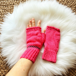 rękawiczki mitenki różowe akryl