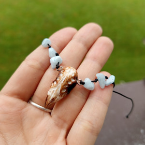 bransoletka z czaszka z akwamarynem. idealna na prezent, magic, fantasy, goblincore, fairycore