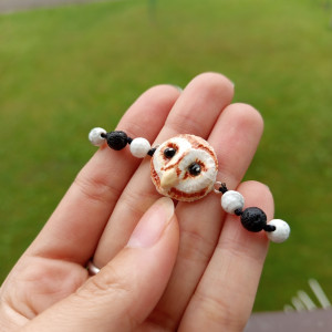 bransoletka sowa z lawa i holwitem . idealna na prezent, magic, fantasy, goblincore, fairycore