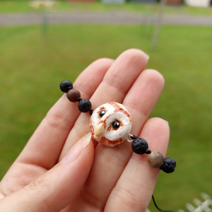 bransoletka sowa z lawa i agatem . idealna na prezent, magic, fantasy, goblincore, fairycore