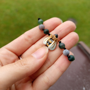 bransoletka pszczółki z agatem. idealna na prezent, magic, fantasy, goblincore, fairycore