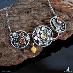 Naszyjnik srebrny ze słonecznymi minerałami
