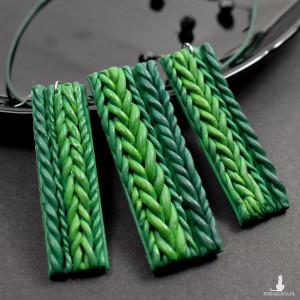 Wełniane sploty - komplet biżuterii w odcieniach zieleni