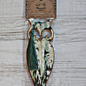 Drewniana zakładka do książki,  SOWA "Brzozowy las"