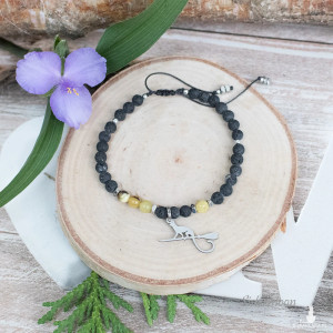 Bransoletka Ochronna Bursztyn i Lawa