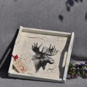 Tacka drewniana - zdobiona metodą decoupage