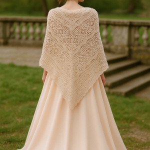 Duża chusta ślubna Daisy Chain ręcznie robiona blady róż