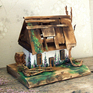 Drewniany domek dekoracyjny - Chatka wśród malw