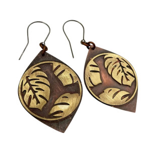 Miedziane kolczyki z roślinnym motywem c1302