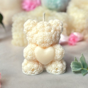 Świeca sojowa miś róże prezent urodziny