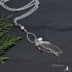 Naszyjnik boho Stal i Turmaliny