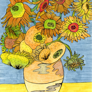 6. SŁONECZNIKI ZEN - rysunek, plakat.