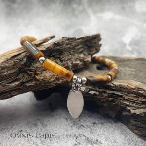 Bransoletka w kolorach ziemi - jaspis i tygrysie oko