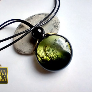 Flora 5 - długi wisior z żywicy i metalu