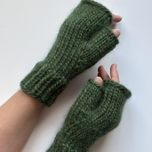 Mitenki ręcznie robione z grubej 100% wełny peruwiańskiej