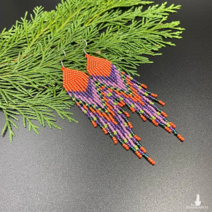 KOLCZYKI KORALIKOWE ETNO pomarańczowe #1020