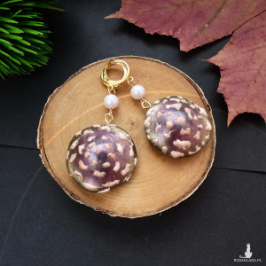 Kolczyki „antyczne muchomory”– kapelusze z pudrową perłą