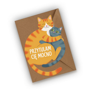 Kartka walentynkowa z kotkami- Przytulam Cię mocno