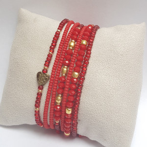 Bransoletka Boho Makrama Sznurek Czerwona3