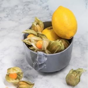 Szara miseczka śniadaniowa ceramiczna z misiami - Polskie rękodzieło na prezent i dla Ciebie - Lamabo Ceramics