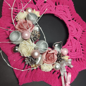 Mandala z lustrem w stylu Boho z drewnianymi koralikami