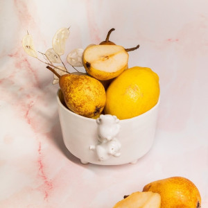 Biała miseczka śniadaniowa ceramiczna z misiami - Polskie rękodzieło na prezent i dla Ciebie - Lamabo Ceramics