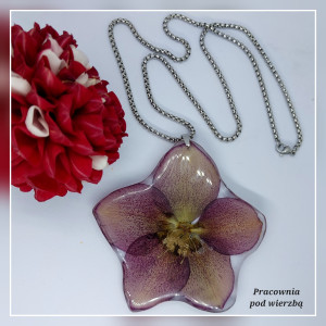 Duży naszyjnik wisior kwiat ciemiernika stal szlachetna